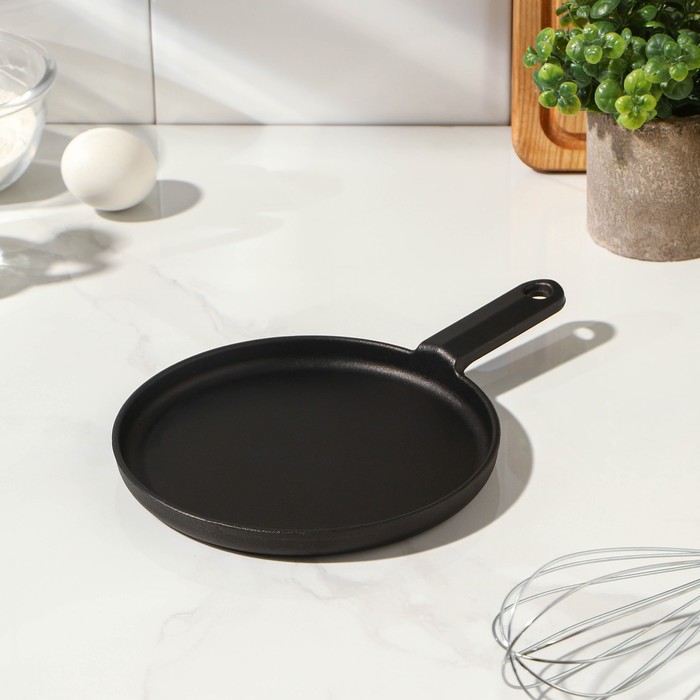 Сковорода блинная «Круг», d=18 см, чугун, индукция, чёрная - Фото 1