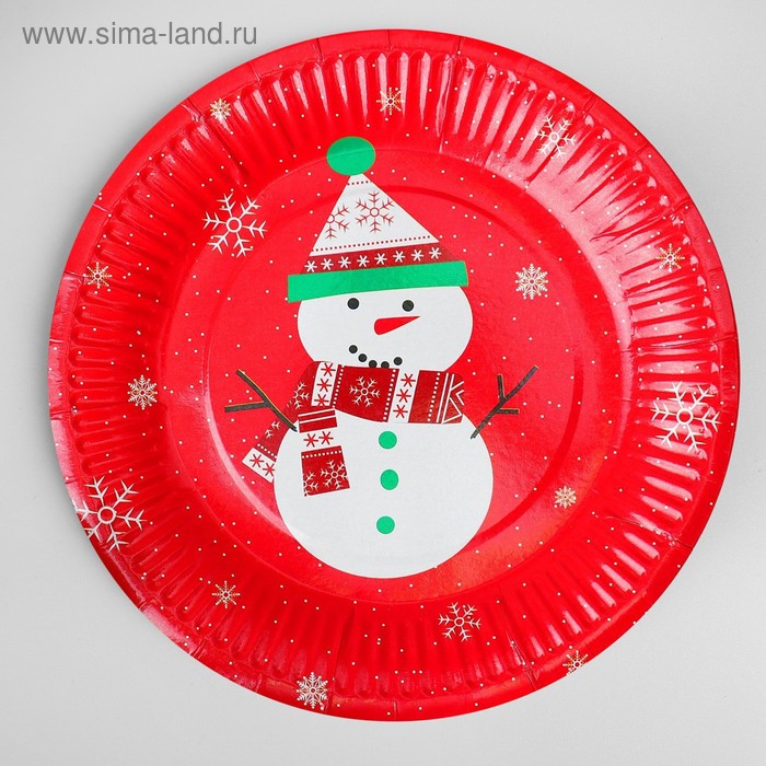 Тарелка бумажная «Снеговик», набор 6 шт. - Фото 1