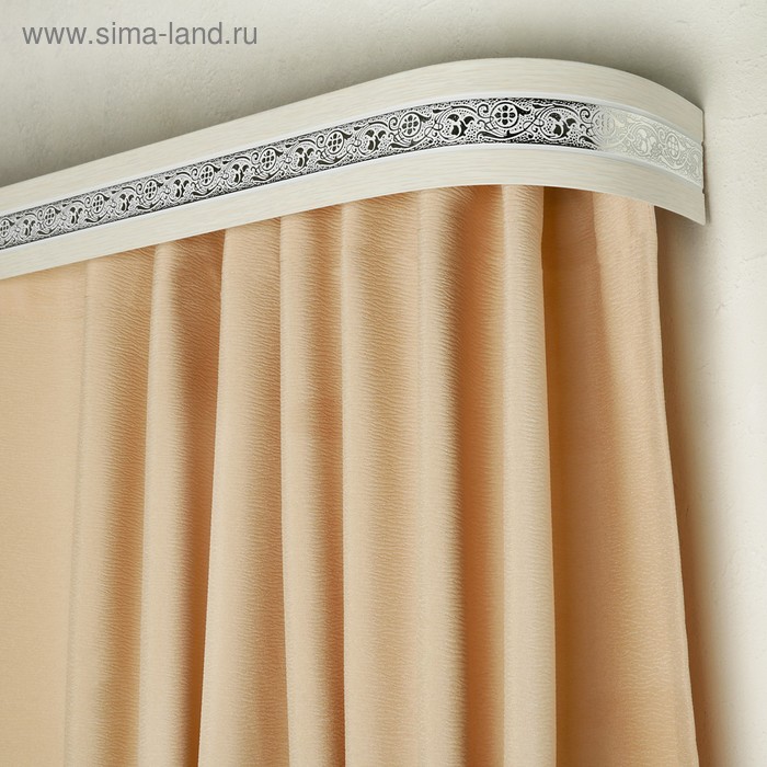 Карниз трёхрядный 260 см, с декоративной планкой 7 см, «Ультракомпакт. Грация серебро», беленый дуб - Фото 1