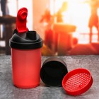 Шейкер спортивный с чашей под протеин, красно-чёрный, 500 мл - Фото 2