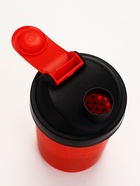 Шейкер спортивный для коктейлей и протеина, с чашей, красно-чёрный, 500 мл - Фото 8