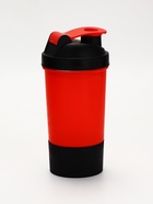 Шейкер спортивный для коктейлей и протеина, с чашей, красно-чёрный, 500 мл - Фото 10