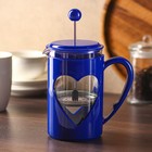 Чайник заварочный френч - пресс Доляна «Комплимент», 800 мл, стекло, цвет синий - Фото 1