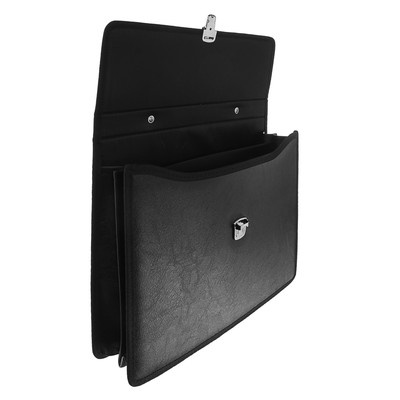 Портфель деловой 340×260×80 мм, 2 отделения, искусственная кожа «Вырица» чёрный 4С11