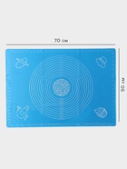 Коврик для выпечки и раскатки теста с разметкой Доляна «Эрме», силикон, 70×50 см, синий - Фото 2