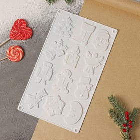 Форма силиконовая для украшений Доляна «Новый год», 29,3×17,3 см, 12 ячеек, цвет МИКС
