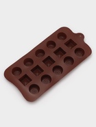 Форма для конфет и шоколада Доляна «Кружочки, квадратики», силикон, 21.5×10.4×1.5 см, 15 ячеек, коричневая - Фото 4