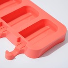 Форма для мороженого «Эскимо макси», силикон, 19,5×14,5×2,5 см, 3 ячейки (8,2×4,6 см), цвет МИКС - Фото 2