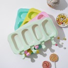 Форма для мороженого «Эскимо классика», силикон, 25,8×14,6×2,6 см, 4 ячейки, цвет МИКС - фото 4252153