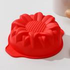 Форма для выпечки Доляна «Подсолнух», силикон, 15.3×13 см, внутренний размер 12×12×4.5 см, цвет красный - Фото 1