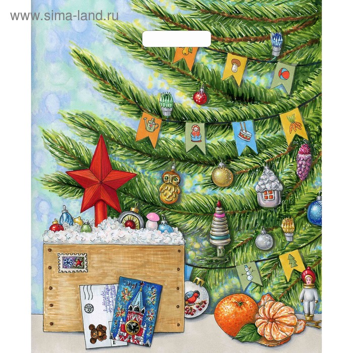 Пакет "Посылка с подарками", полиэтиленовый с вырубной ручкой, 45 х 38 см, 60 мкм - Фото 1