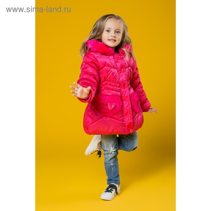 Куртка для девочки "Меховые кармашки", рост 110-116 см, цвет розовый - Фото 1