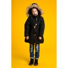 Куртка удлиненная для девочки "Золотые пуговки", рост 116-122 см, цвет чёрный - Фото 3