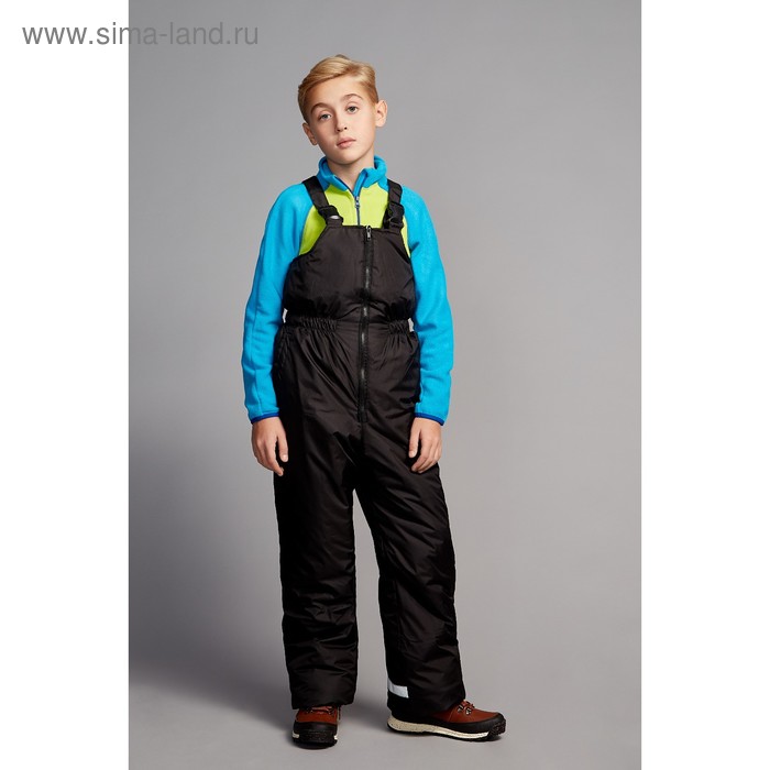 Полукомбинезон зимний детский, рост 158 см, цвет чёрный - Фото 1