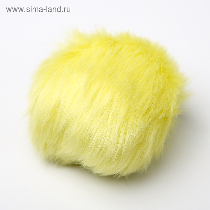 Помпон искусственный мех кролик 14см (лимон) - Фото 1