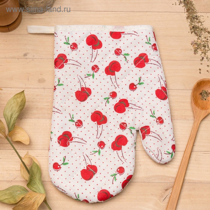 Варежка Доляна "Вишенки",23х15 см, 100% п/э - Фото 1
