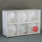 Набор шаров пластик d-8 см, 6 шт "Изморозь инея" белый - фото 20854038