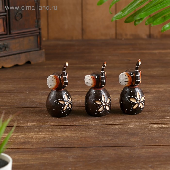 Набор сувенирный «Слоники», 3 шт., 14×4.5×12 см - Фото 1