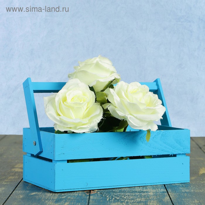 Кашпо деревянное 24.5×13.5×9 см "Двушка Лайт", двухреечное, голубой Дарим Красиво - Фото 1