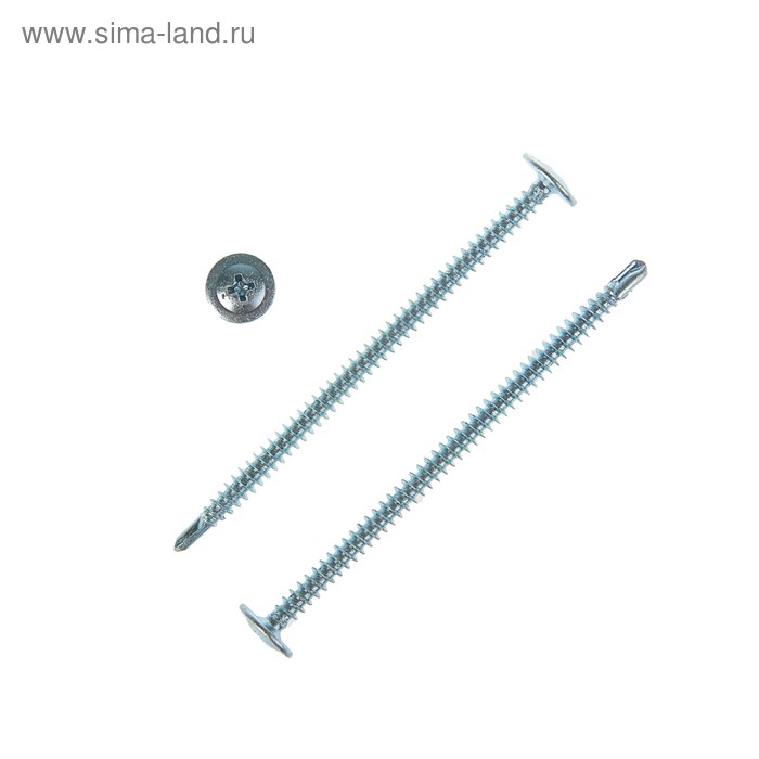 Саморез с прессшайбой, 4.2х75 мм, сверло, цинк, 2000 шт. - Фото 1