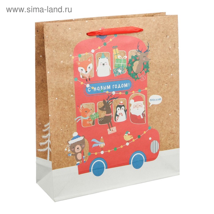 Пакет крафтовый вертикальный «Весёлые зверята», 12 × 15 × 5,5 см - Фото 1