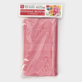Коврик для айсинга Доляна «Кружево», силикон, 38.7×16.5 см, розовый