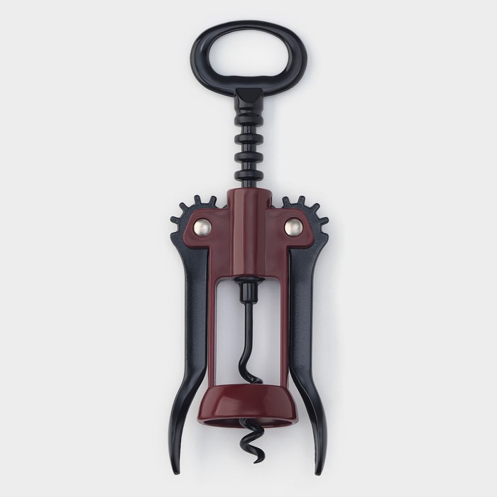 Штопор для вина «Мастак», h=16.5 см, нержавеющая сталь, бордовый - Фото 1