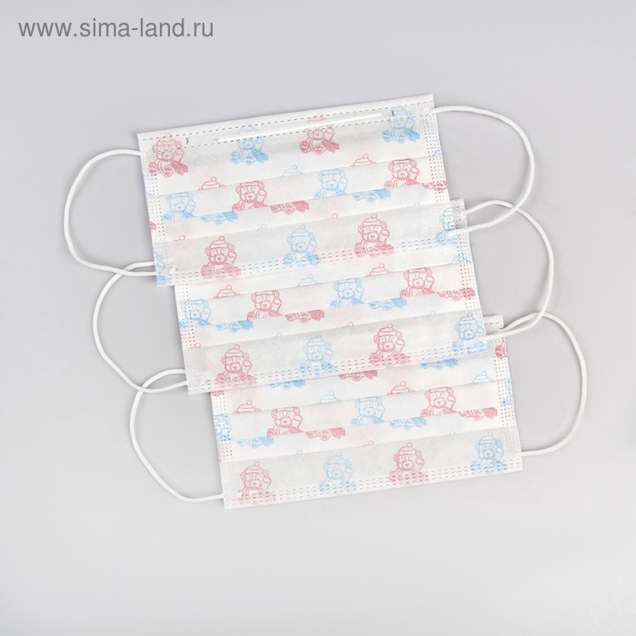 Маска 3-х слойная на резинке с рисунком "Charisma" Мишки - Фото 1