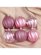 Ёлочные игрушки «Волна», шары новогодние, d=6 см, набор 6 шт., розовые - Фото 2
