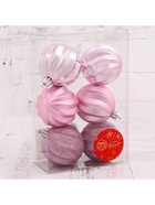 Ёлочные игрушки «Волна», шары новогодние, d=6 см, набор 6 шт., розовые - Фото 3