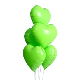 Воздушный шар полимерный 18" «Сердце неон» (комплект 5 шт)