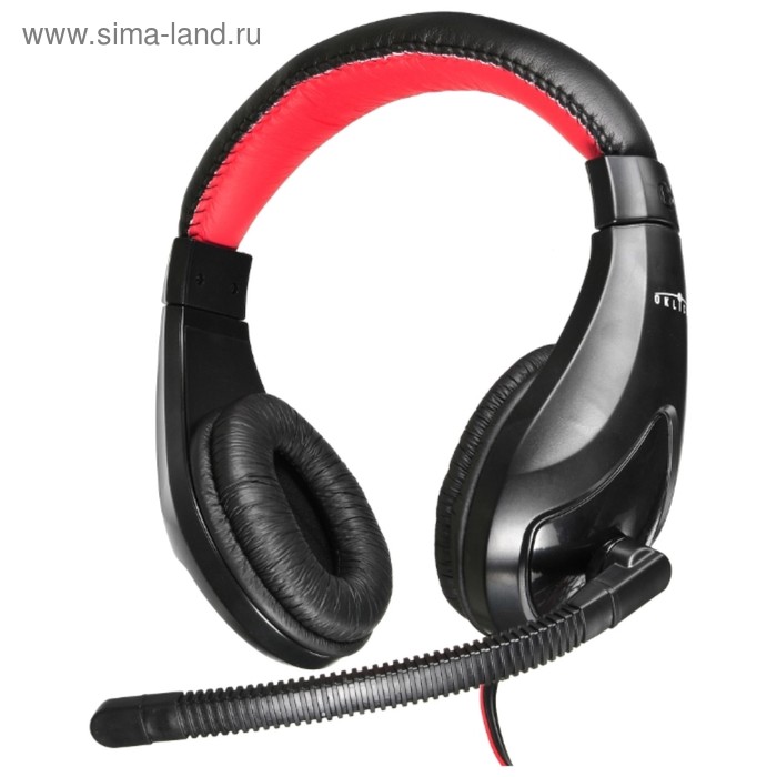 Наушники с микрофоном Oklick HS-L100 2м мониторы оголовье (NO-530) черный/красный - Фото 1