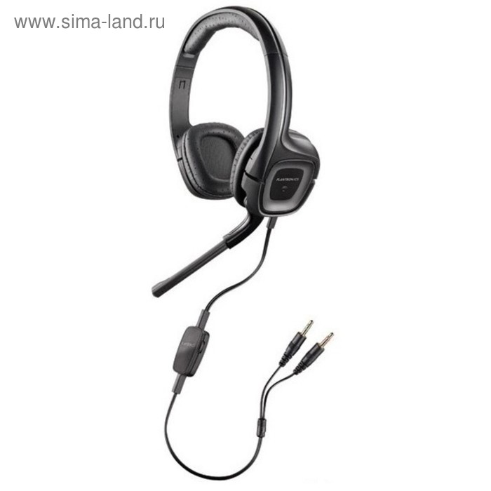 Наушники с микрофоном Plantronics A355 2м мониторы оголовье (79730-05) черный/серый - Фото 1