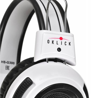 Наушники с микрофоном Oklick HS-G300 ARMAGEDDON, мониторные, оголовье, провод 2.3 м, белые