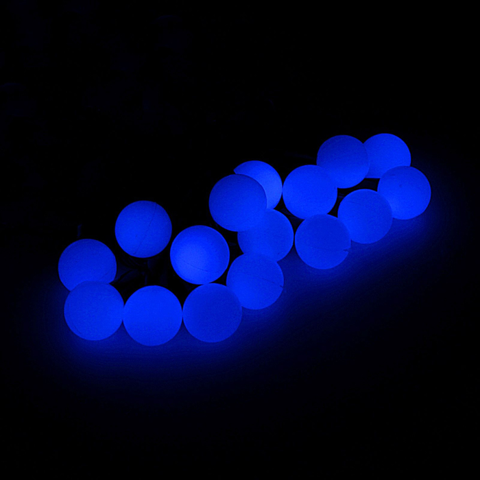 Гирлянда «Нить» 10 м с насадками «Шарики 1.5 см», IP44, тёмная нить, 100 LED, свечение синее, 8 режимов, 220 В, УЦЕНКА