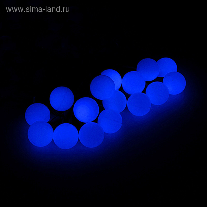 УЦЕНКА Гирлянда «Нить» 10 м с насадками «Шарики 1.5 см», IP44, тёмная нить, 100 LED, свечение синее, 8 режимов, 220 В - Фото 1