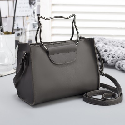 Сумка женская, отдел на молнии, длинный ремень, цвет серый