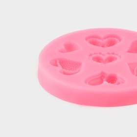 Молд для заливки «Сердца ажурные», 7 ячеек, силикон, d=9.5 см, розовый
