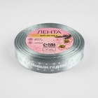 Лента атласная «С Новым годом», 15 мм, 23±1 м, серебряная 3557564