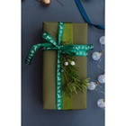 Лента атласная «Олени», 15 мм, 23±1 м, зелёная - Фото 6