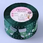 Лента атласная «Валенки», 50 мм, 23 ± 1 м, цвет зелёный №56 - Фото 3