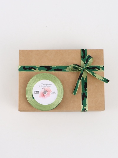 Лента атласная «Камуфляж», 1.5 × 22.5 (± 1) м, зелёная