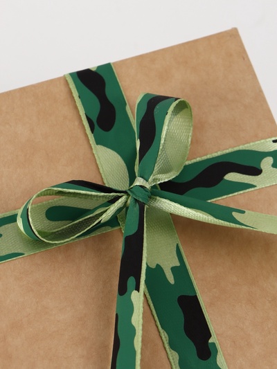 Лента атласная «Камуфляж», 1.5 × 22.5 (± 1) м, зелёная