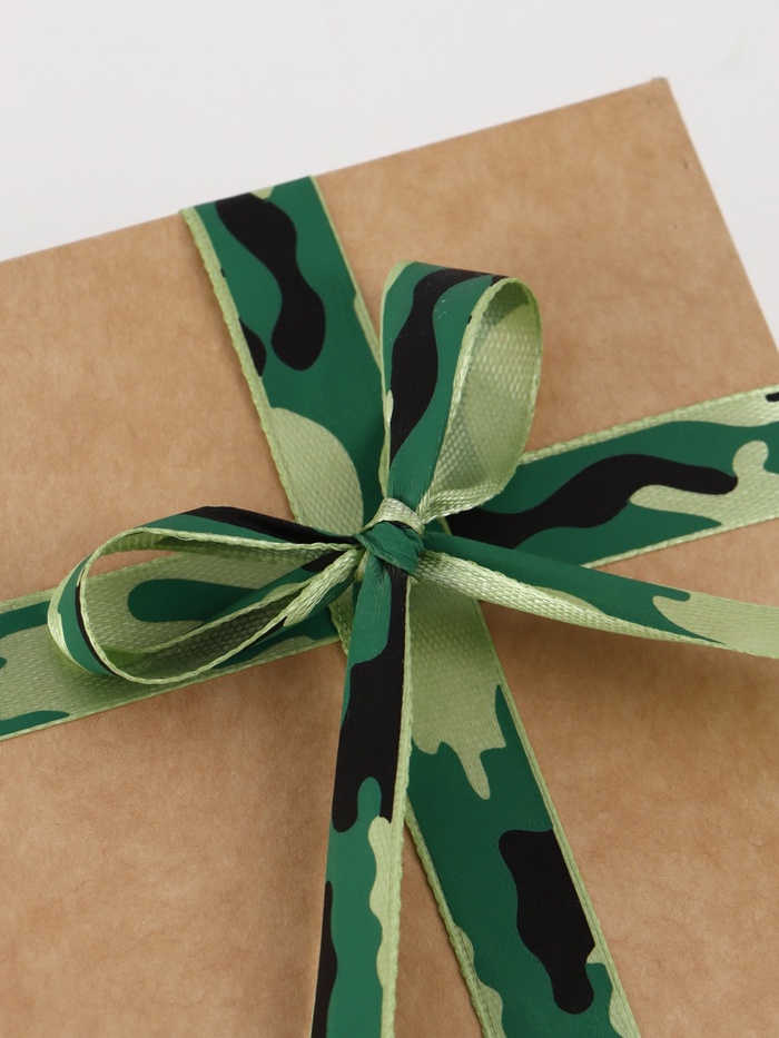 Лента атласная «Камуфляж», 1.5 × 22.5 (± 1) м, зелёная - Фото 1