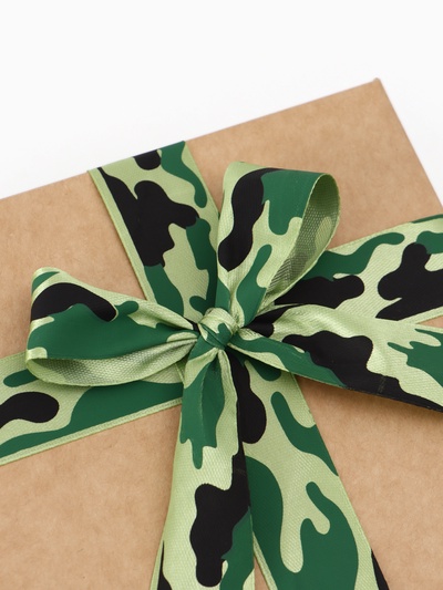 Лента атласная «Камуфляж», 25 мм × 23 ± 1 м, цвет зелёный