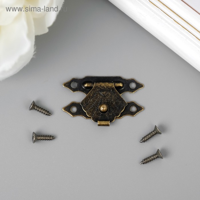 Замок для шкатулки, ключницы, металл под бронзу, с крепежом, набор 10 шт., 2×3 см - Фото 1