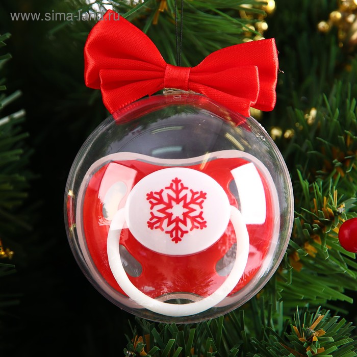 Новый год: пустышка силиконовая ортодонтическая «Снежинка», от 0 мес., подарочная упаковка, в новогоднем шаре - Фото 1