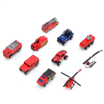 Набор металлический «Пожарные», 8 машинок, 2 вертолёта