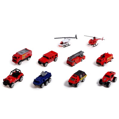 Набор металлический «Пожарные», 8 машинок, 2 вертолёта