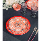 Тарелка керамическая Доляна «Джавлон», d=21,7 см, цвет красный - фото 24634257